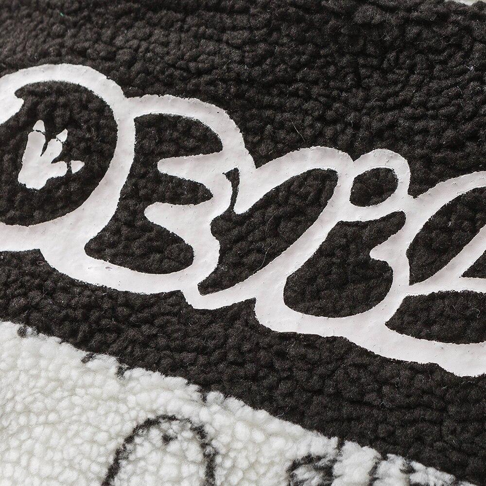 Lambswool Parkas Winter Jacket Men Dinosaur Graffiti Fuzzy Casual