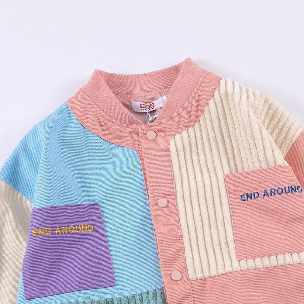 Jacket Men Colorful Patchwork Coat High Street College Style Outwear