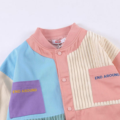 Jacket Men Colorful Patchwork Coat High Street College Style Outwear