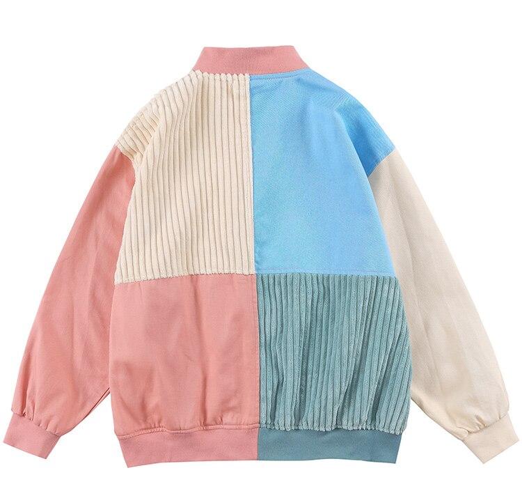Jacket Men Colorful Patchwork Coat High Street College Style Outwear