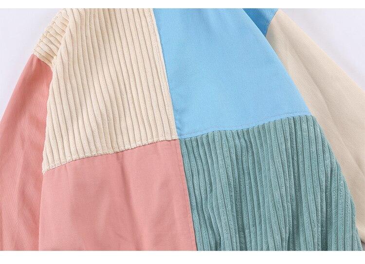 Jacket Men Colorful Patchwork Coat High Street College Style Outwear