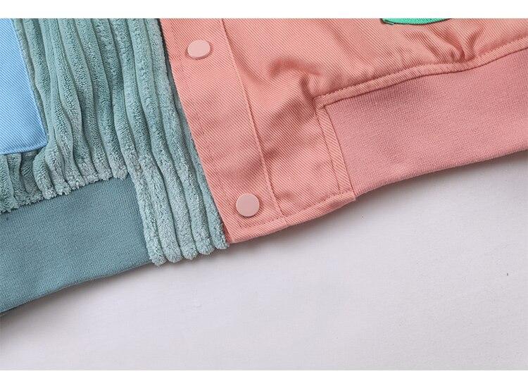 Jacket Men Colorful Patchwork Coat High Street College Style Outwear