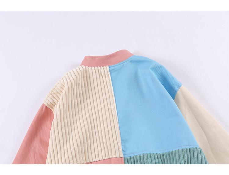 Jacket Men Colorful Patchwork Coat High Street College Style Outwear
