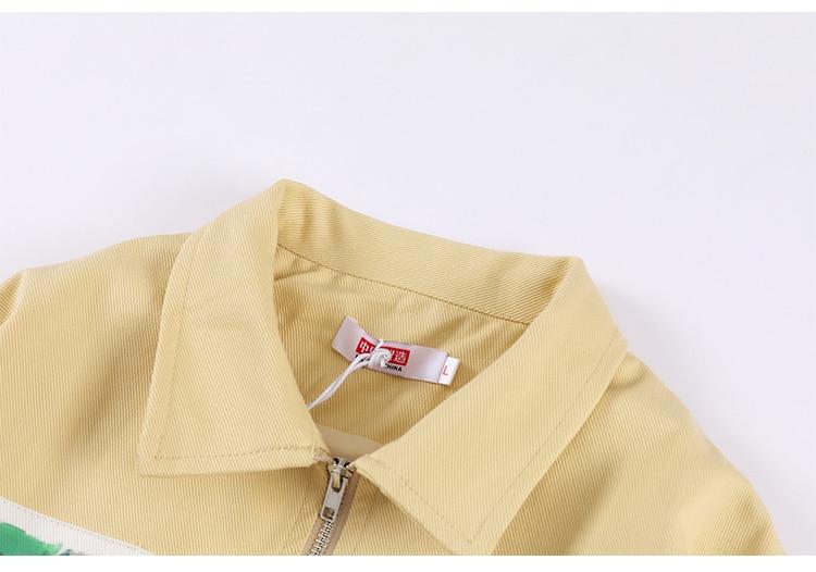 Jackets Men Cartoon Bear Graffiti Letter Print Turn-down Collar Coats