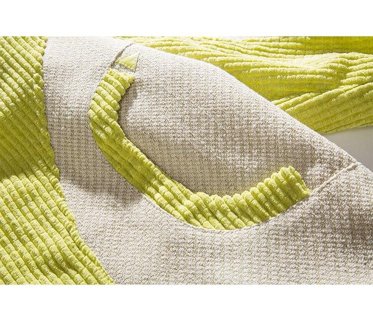 Unisex Track Jacket Color Block Drawstring Loose Cozy