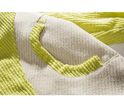 Unisex Track Jacket Color Block Drawstring Loose Cozy