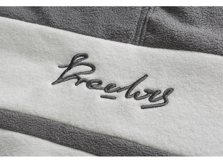 Jacket Men Letter Embroidery Color Block Soft Cozy Zipper Coats Unisex