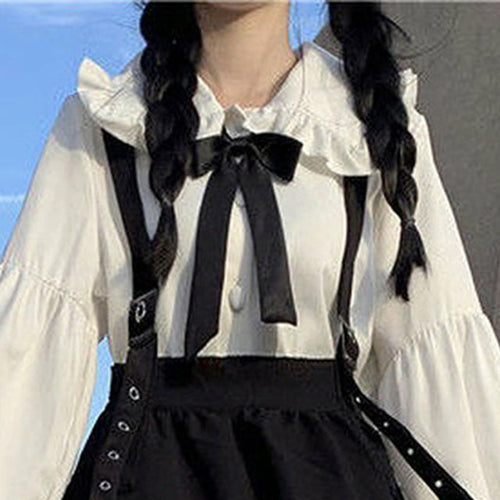 Vintage Women Gothic Punk Lolita Dress Casual High Waist Long Sleeve
