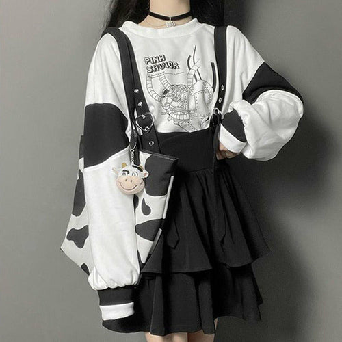 Vintage Women Gothic Punk Lolita Dress Casual High Waist Long Sleeve